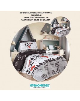 ETEHOMETEX TEK KİŞİLİK 3D DİJİTAL BASKILI YATAK ÖRTÜSÜ BEŞİKTAŞ 8696474232037